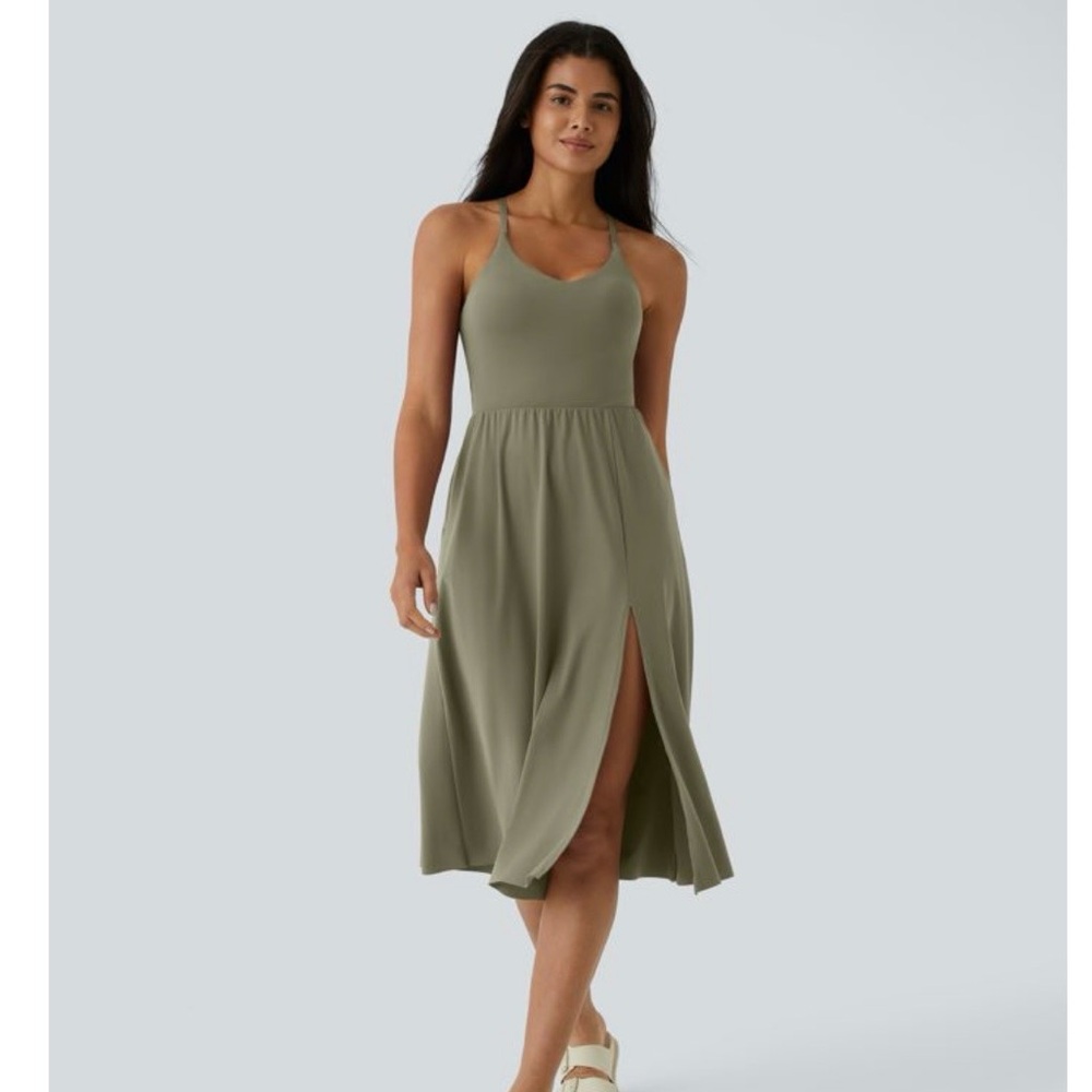 HALARA Olive Green Midi Dress - Picture 3 of 11